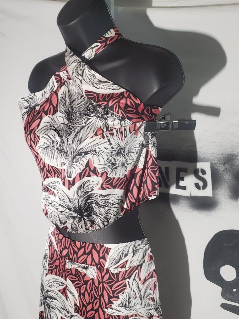 Rachel Zoe Palm Tree Print Halter Top & Pant Set Sz M